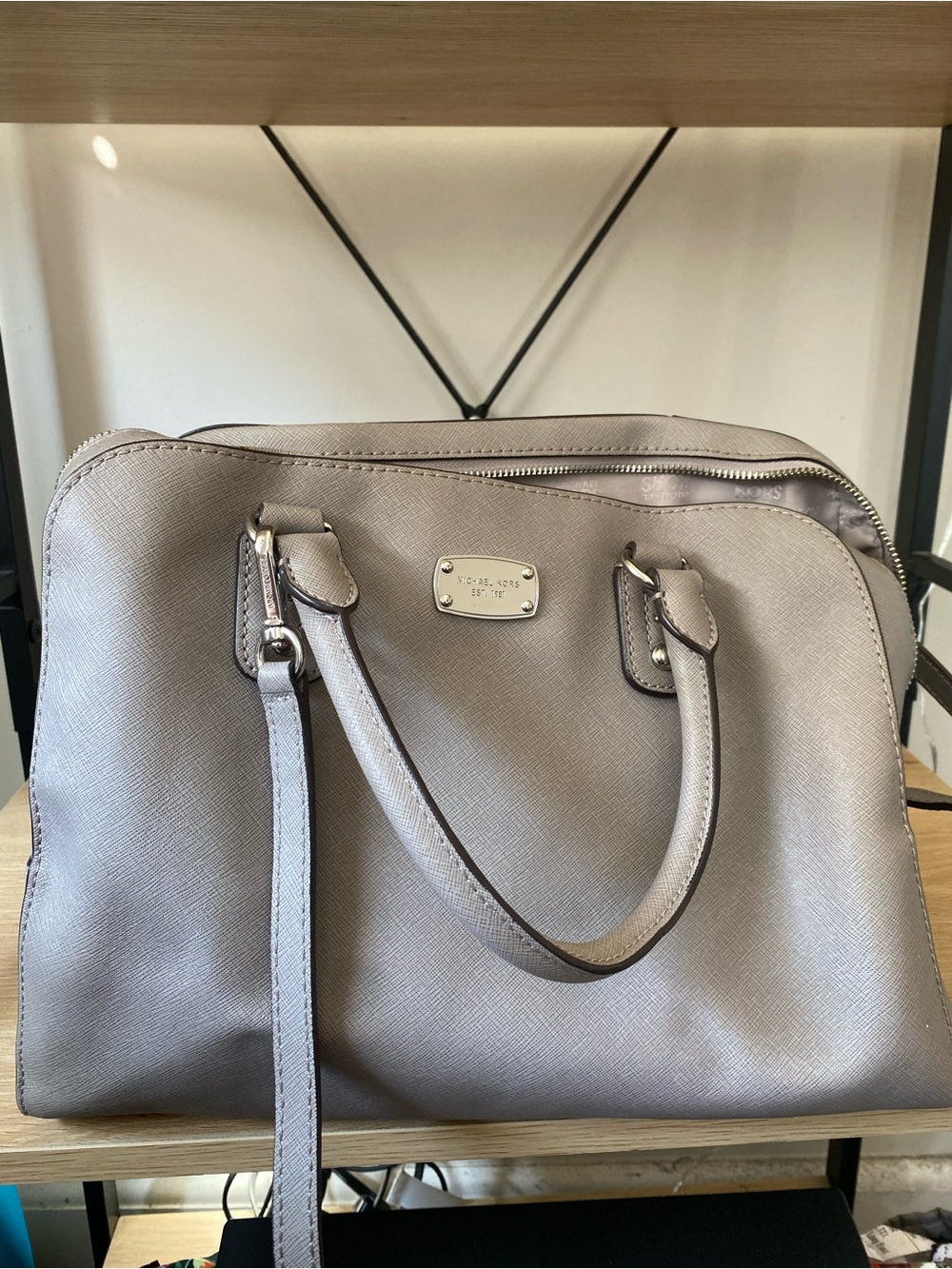 Michael Kors Taupe Saffiano Satchel